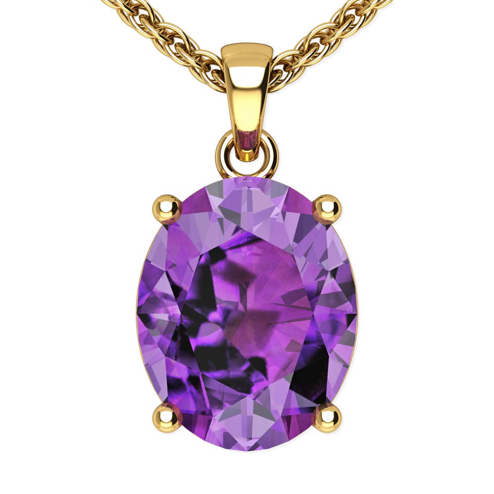 Belinda Jewelz Necklace 14k White & Yellow Gold Oval Shape Cut Gemstone Birthstone Classic Jewelry Hanging Pendant Prong Setting with 18 Inch Sterling Silver Chain for Women Accessories Gifts