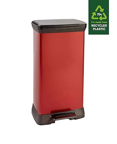 Miniatura 2 de CURVER Pedal de Cocina Reciclado 70% Metal Effect Touch Deco Bin 50 litros - Rojo
