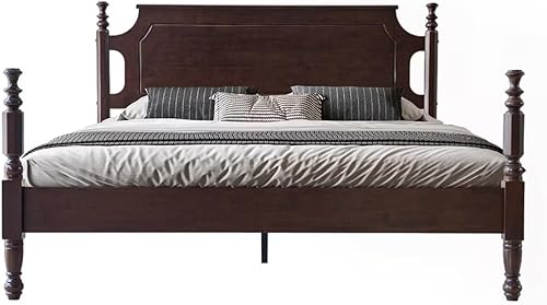 Base de cama tamaño Queen, plataforma de madera maciza con cabecero y estribo, patas centrales de metal, 12 listones de alta resistencia, sin ruido