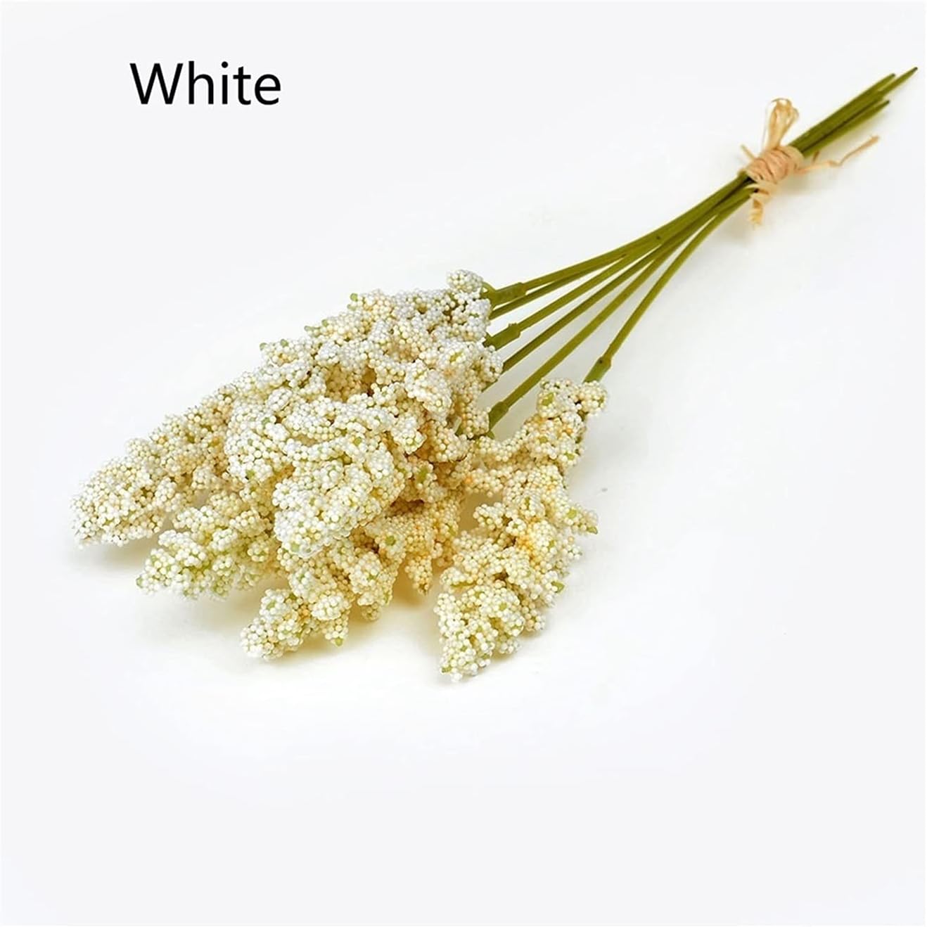 qfkj Practical 6pcs/Bunch of Artificial Vanilla Spike Branch DIY Bridal Bouquet Home Decoration Accessories (Color : White)