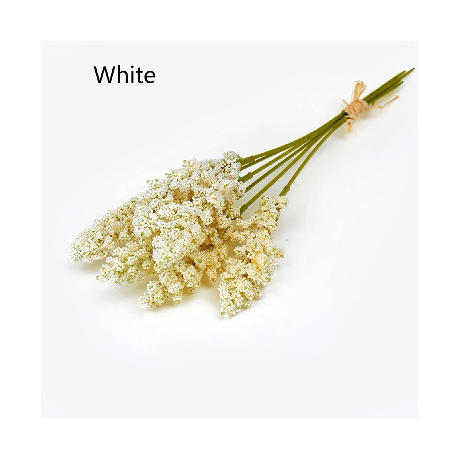 qfkj Practical 6pcs/Bunch of Artificial Vanilla Spike Branch DIY Bridal Bouquet Home Decoration Accessories (Color : White)