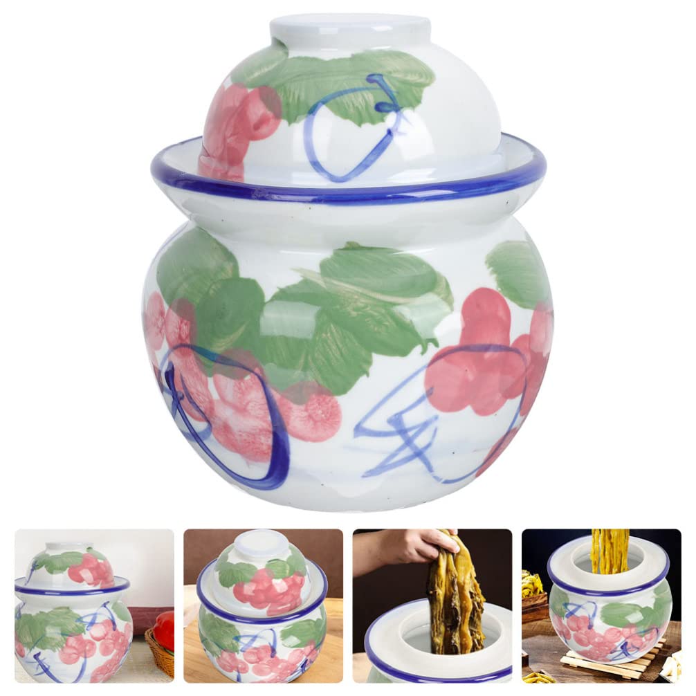 Chiński ceramiczny słoik do kiszenia ogórków, ceramiczny garnek do fermentacji C ceramiczny garnek do fermentacji tradycyjny chiński ceramiczny słoik do fermentacji z pokrywką z uszczelką wodną k
