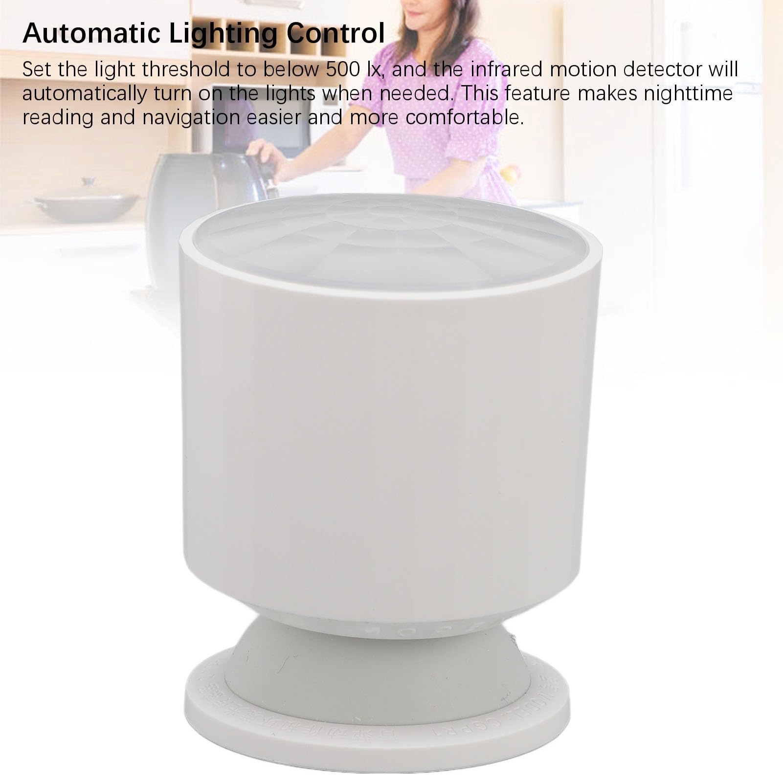 Sensore di Movimento Intelligente Bluetooth 5.0 con Rilevamento della Luce per Uso Domestico, Angolo di Rilevamento Regolabile e Intervallo di Reporting, 1 unità
