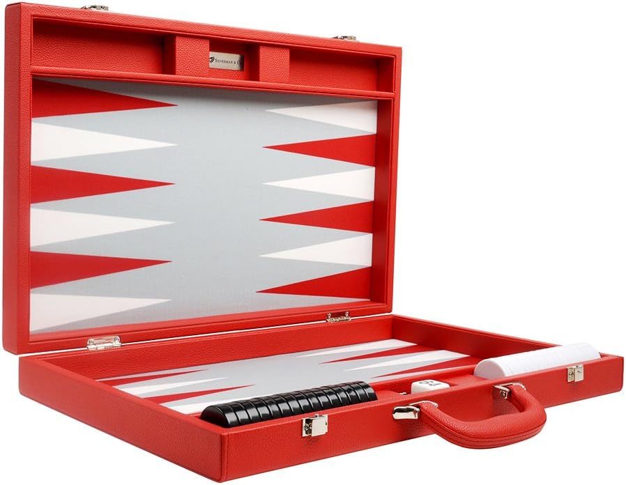 19-inch Premium Backgammon Set - Large Size - Red Board