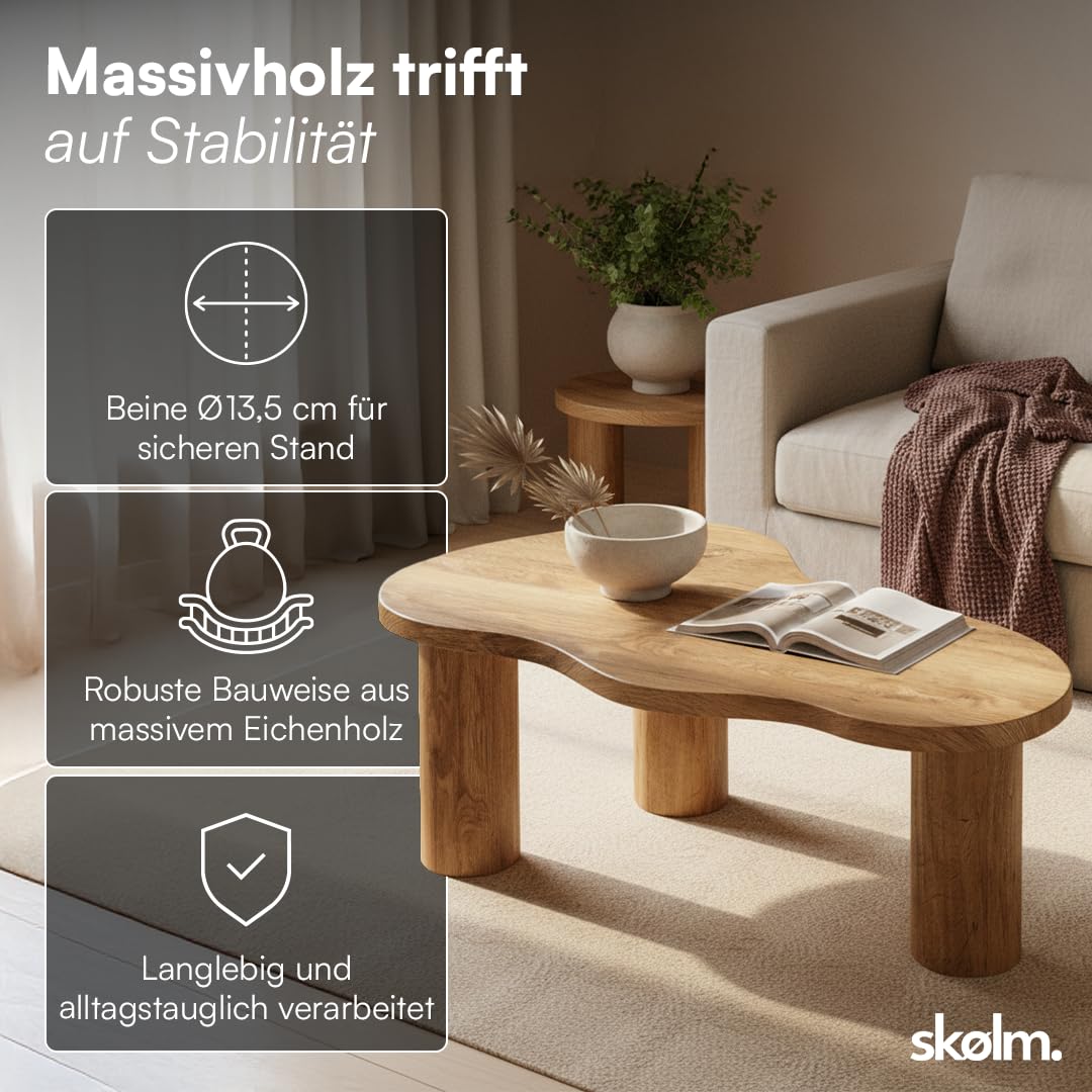 skølm Mani Couchtisch organische Form, Eichenoptik, Eiche, geölt & lackiert