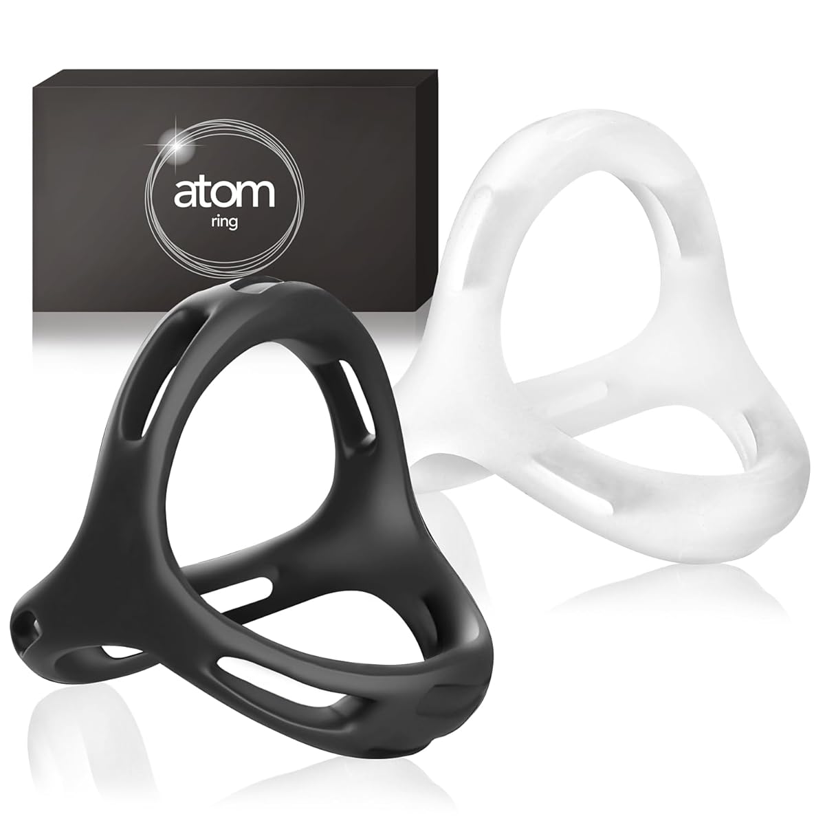 【渋谷の人気店推奨】 コックリング ペニスリング ノーマルリング 根本 陰茎 中折れ アダルトグッズ 大人のおもちゃ シリコン 2個セット (M(黒、半透明の2個セット))