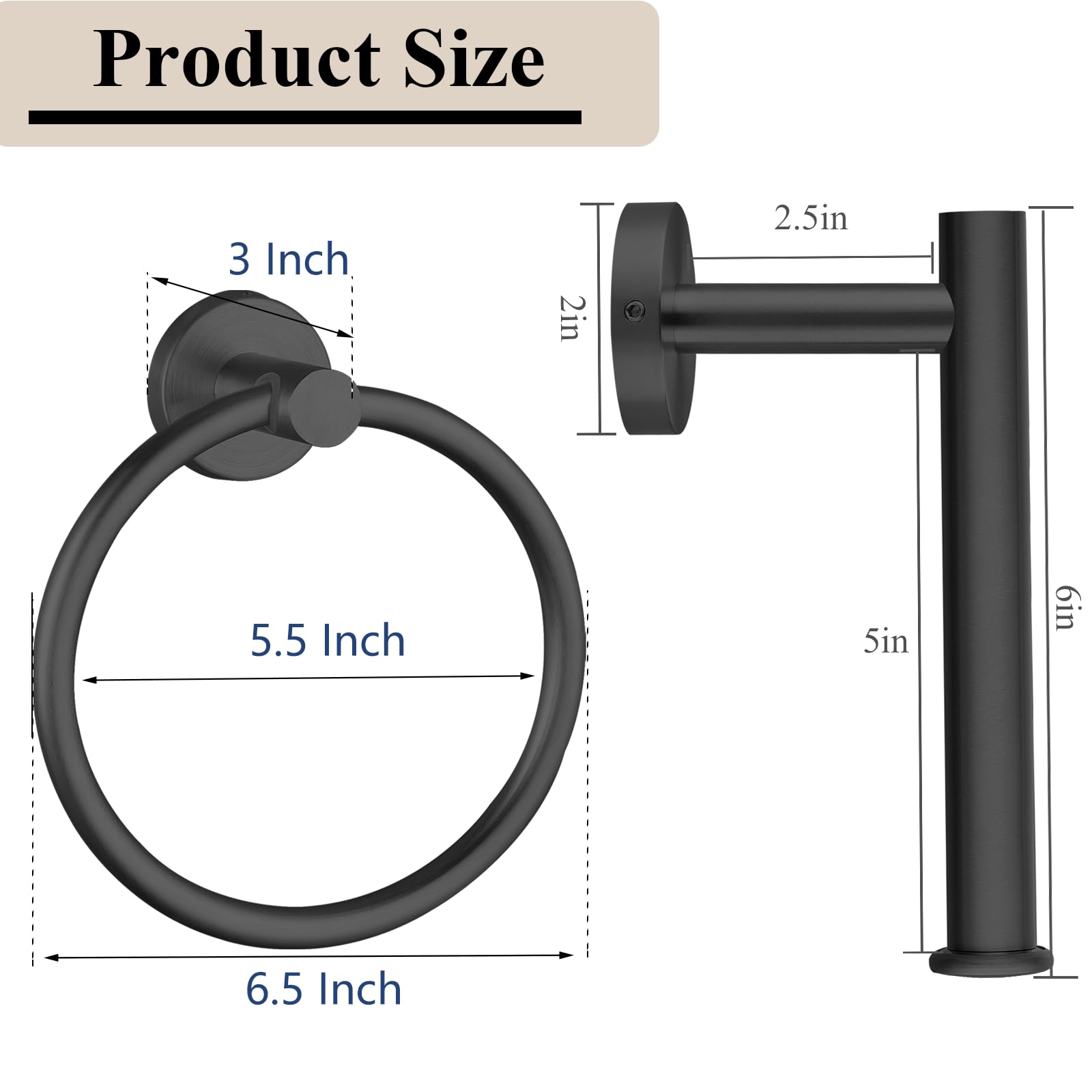 Badezimmer-Set Aus Edelstahl SUS304 – Handtuchring & Toilettenpapierhalter, Schwarz, Wandmontiert, Für Bad & Küche