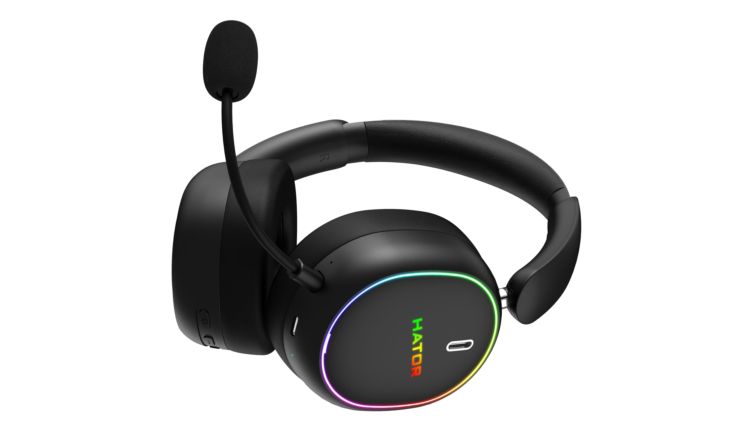 HATOR Phoenix 2 Wireless Gaming-Headset – 40mm Hi-Res Treiber, Hybrid ANC, Spatial Audio, Head Tracking, 2.4GHz & BT5.4, bis zu 45h Akku, inkl. Case – für PC, Konsole & Mobile, Schwarz