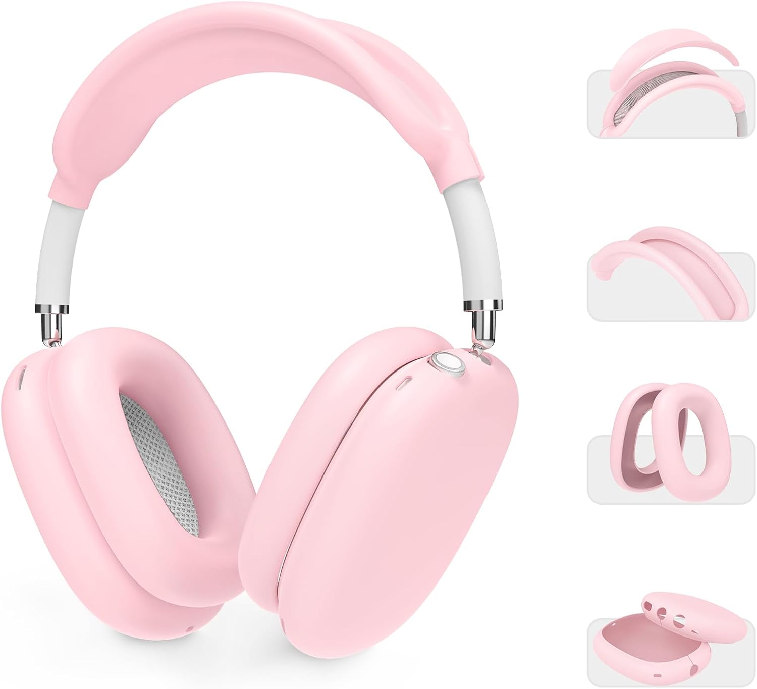 AHASTYLE Silicone Case Cover for AirPods Max Headphones (USB-C/Lightning)(2024/2020) [4 in 1] Anti-Scratch Ear Pad Cover/Ear Cups Cover/Headband Pad/Headband Cover Accessories for Apple AirPods Max