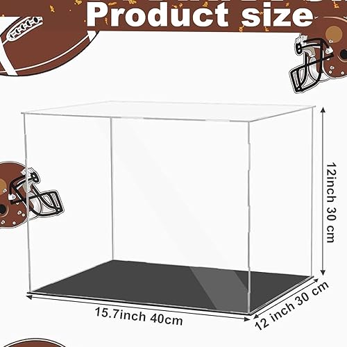 Miniatura 7 de Vitrina de casco de fútbol de tamaño completo, vitrina de acrílico de autoensamblaje con base de soporte de protección negra, protección UV