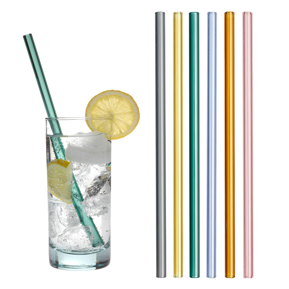 TFADostmann Coloured drinking straws, 14.2019.06, dishwasher-safe, made of and sturdy glass, including cleaning brush.