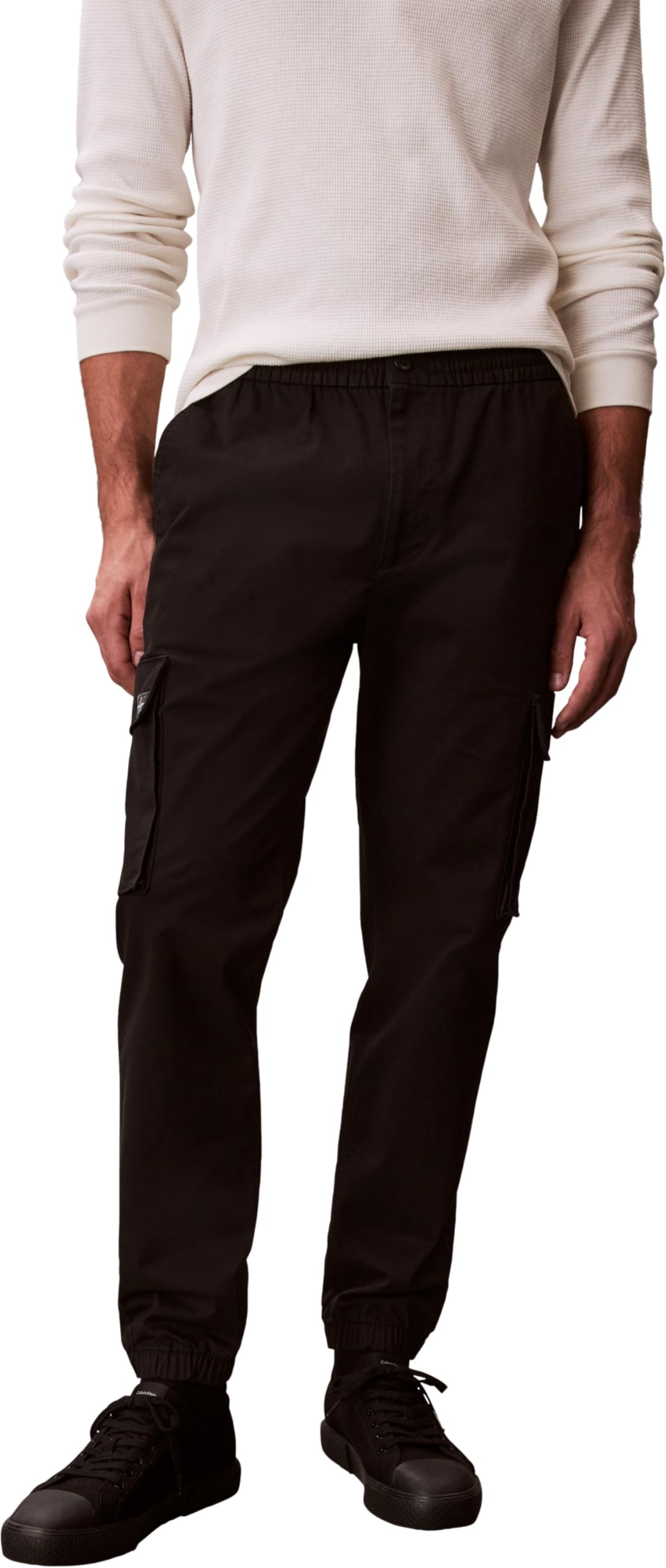 Calvin Klein Uomo Pantaloni Cargo Comfort Cotton Skinny Fit, Nero (Black), S