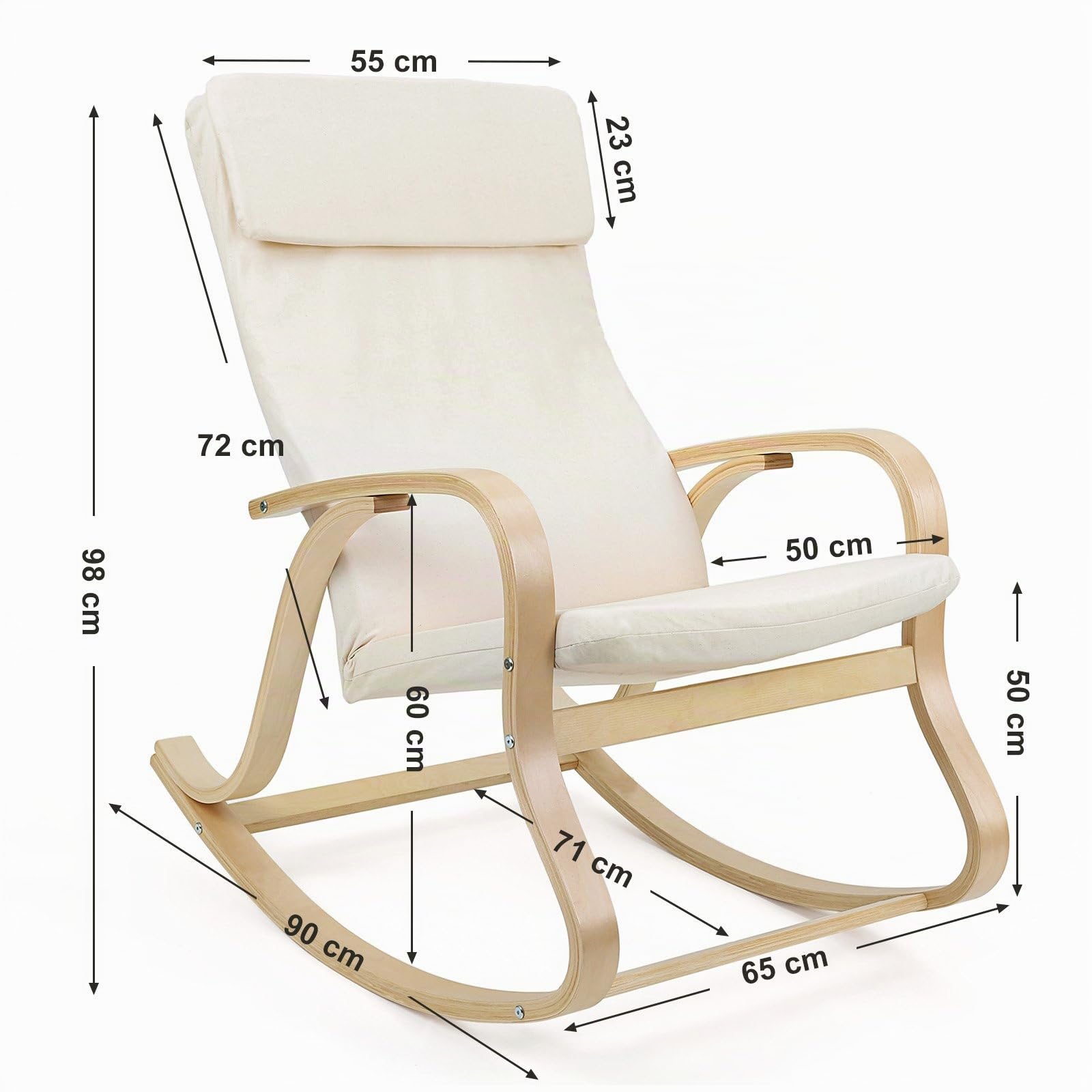 Songmics LYY30M Poltrona a Dondolo, Beige, 65 x 90 x 98 cm