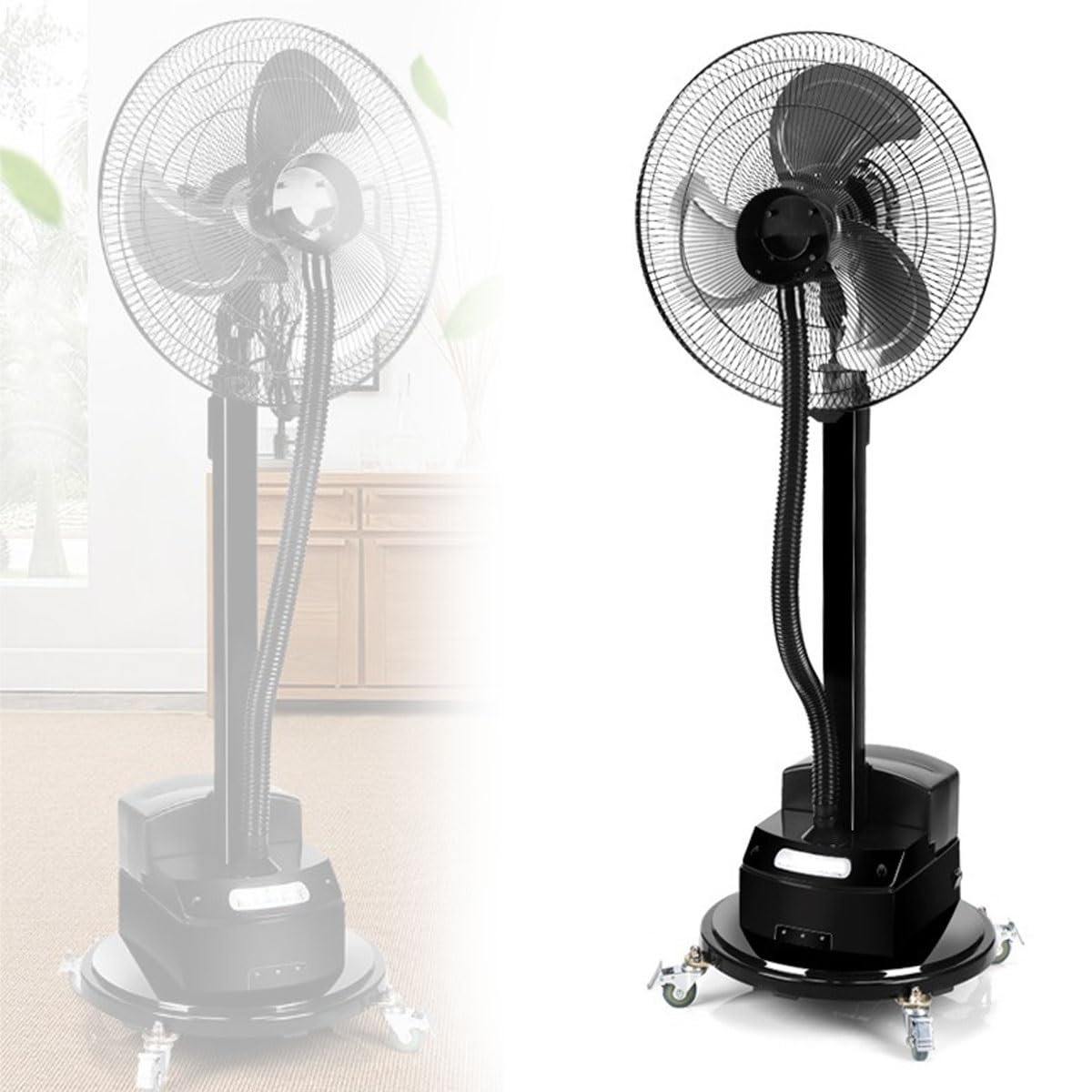 asdchZen Standing Floor Fan With Oscillating Cool Mist, 3-Speed Industrial Pedestal Fan For Home And Outdoor Use, Water Tank Included,One Color-55cm/21.7in