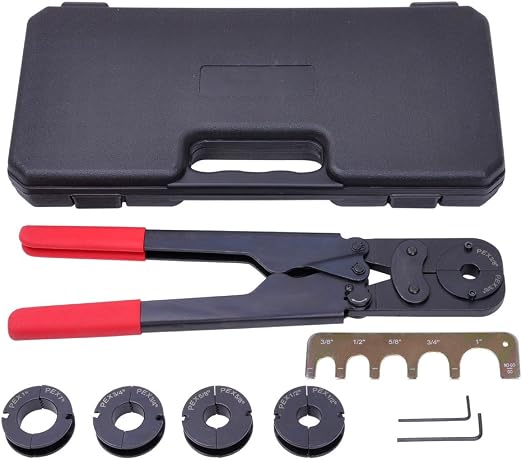 Yescom 5-in-1 PEX Crimping Tool PEX-a Repair Kit for 3/8" 1/2" 5/8" 3/4" 1" Copper Rings Pipe Crimper