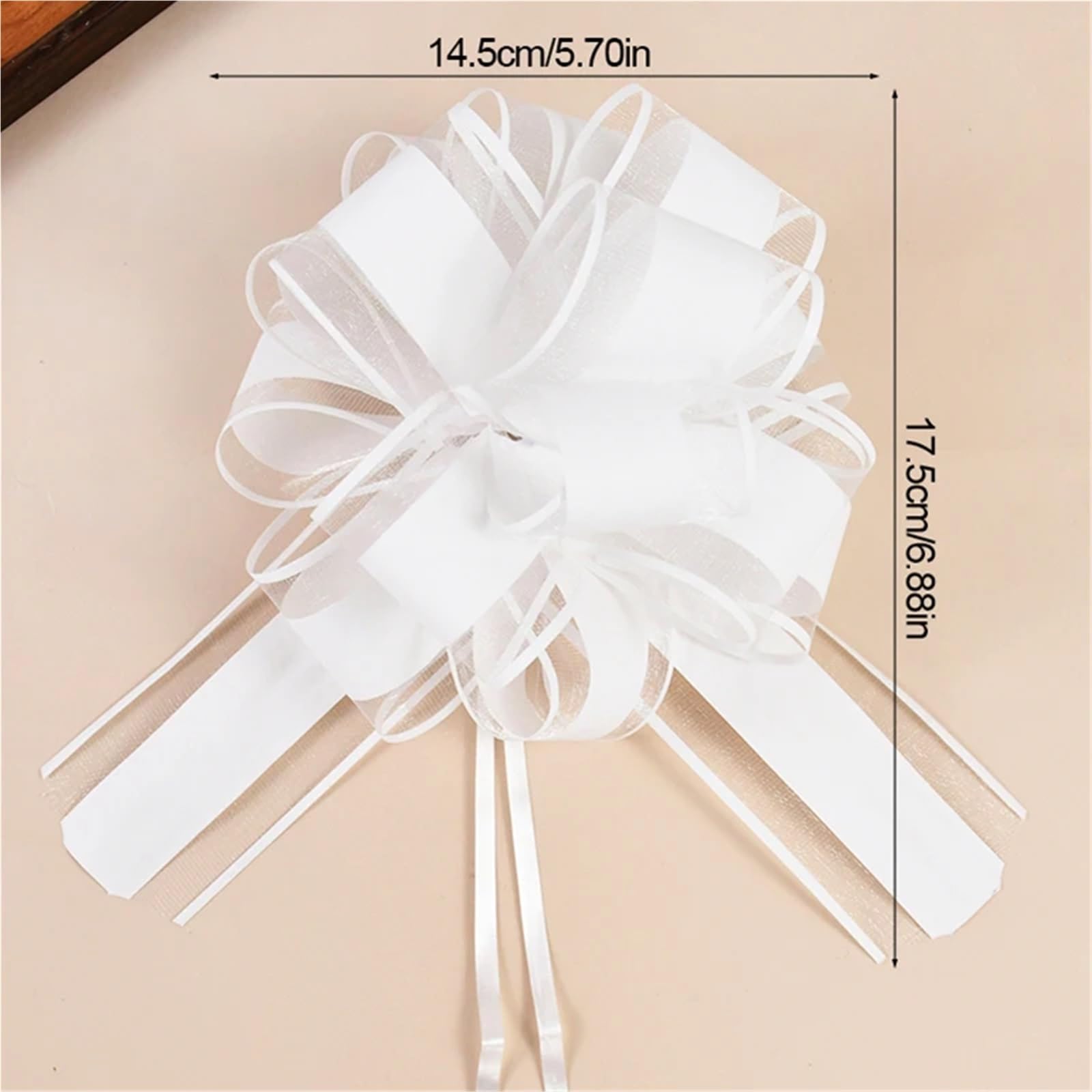 10 Stück weiße Hochzeitsauto-Dekoration | Ribbon Pull Bows Knot Birthday Party Chair Decor Supplies Wrapping DIY CraftsMöbel & Wohnen
