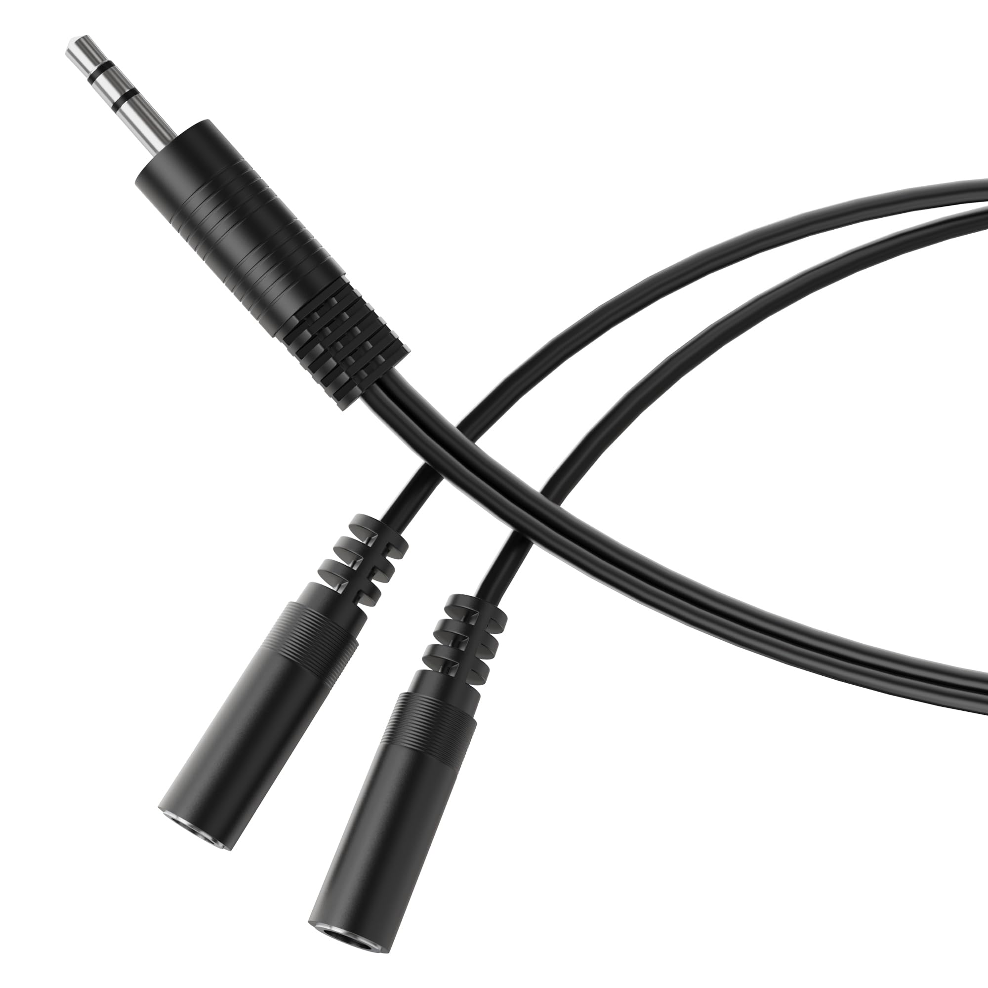 HDSupply Splitter audio, kabel Y, 3,5 mm pomocniczy adapter Y do dwóch słuchawek, podwójny 3-biegunowy stereo wtyczka rozdzielacz słuchawek, telefon komórkowy, smartfon, PC, czarny