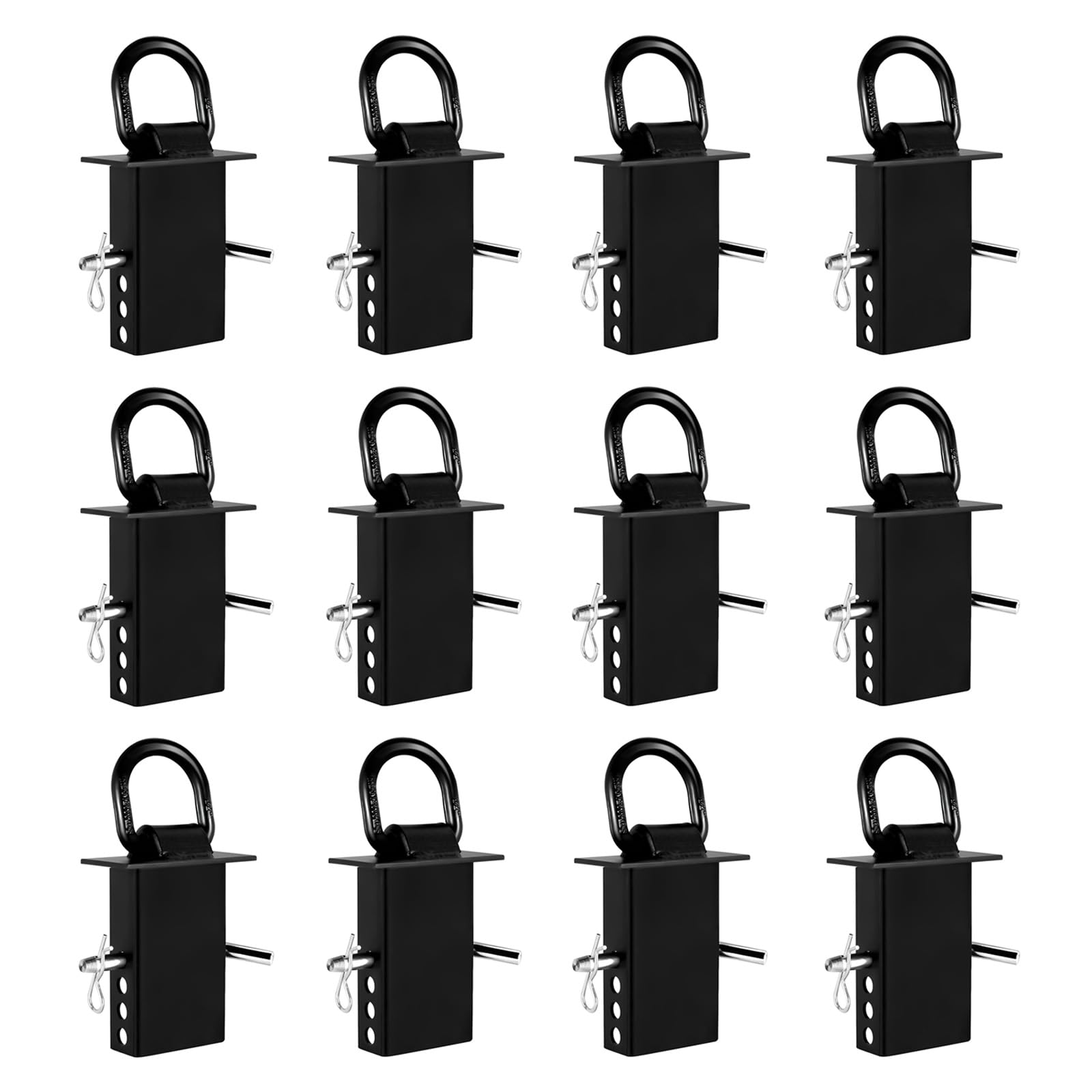SALUINOKI 12Pack Trailer Stake Pocket D Ring Heavy Duty Utility Trailer Stake Pocket Accessories Car Hauler Trailer Accessories Flatbed Black