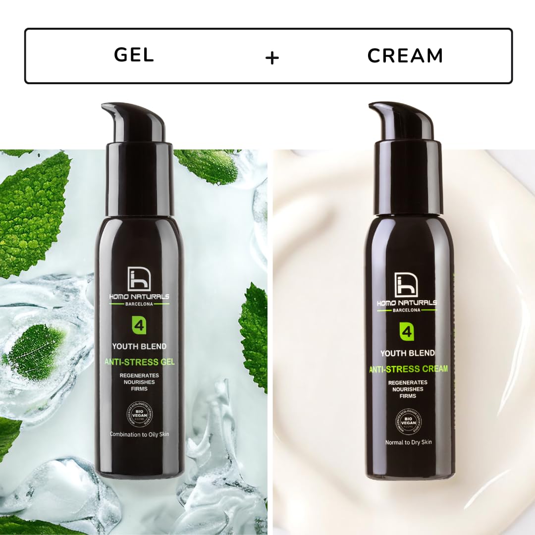 Homo Naturals 365 Anti-Aging-Set, Anti-Falten-Gel + Anti-Falten-Creme, Geschenkset für Männer, Gesichtspflege für Männer, Kosmetik, Geschenke für Männer, 100 % natürliche und Bio-Behandlung