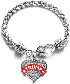 Silver Pave Heart Charm Bracelet with Cubic Zirconia Jewelry
