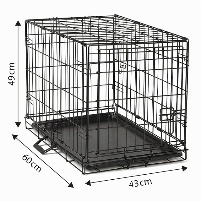 Foto 7 de 7 de Petigi Jaula para perros, jaula para mascotas, jaula de transporte plegable, jaula de alambre, color negro