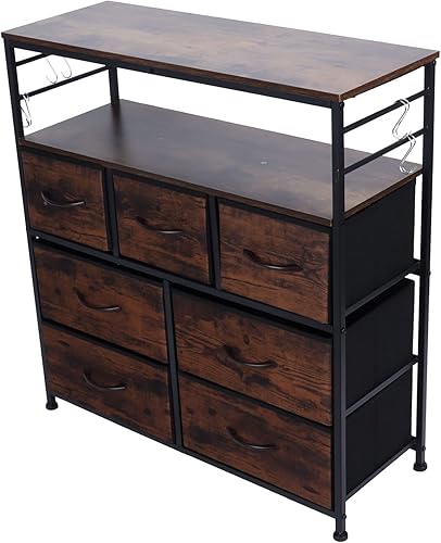 Fydun Gabinete de almacenamiento, cajón de tela, estante de almacenamiento para dormitorio con 7 cajones para el hogar amplia gama de usos