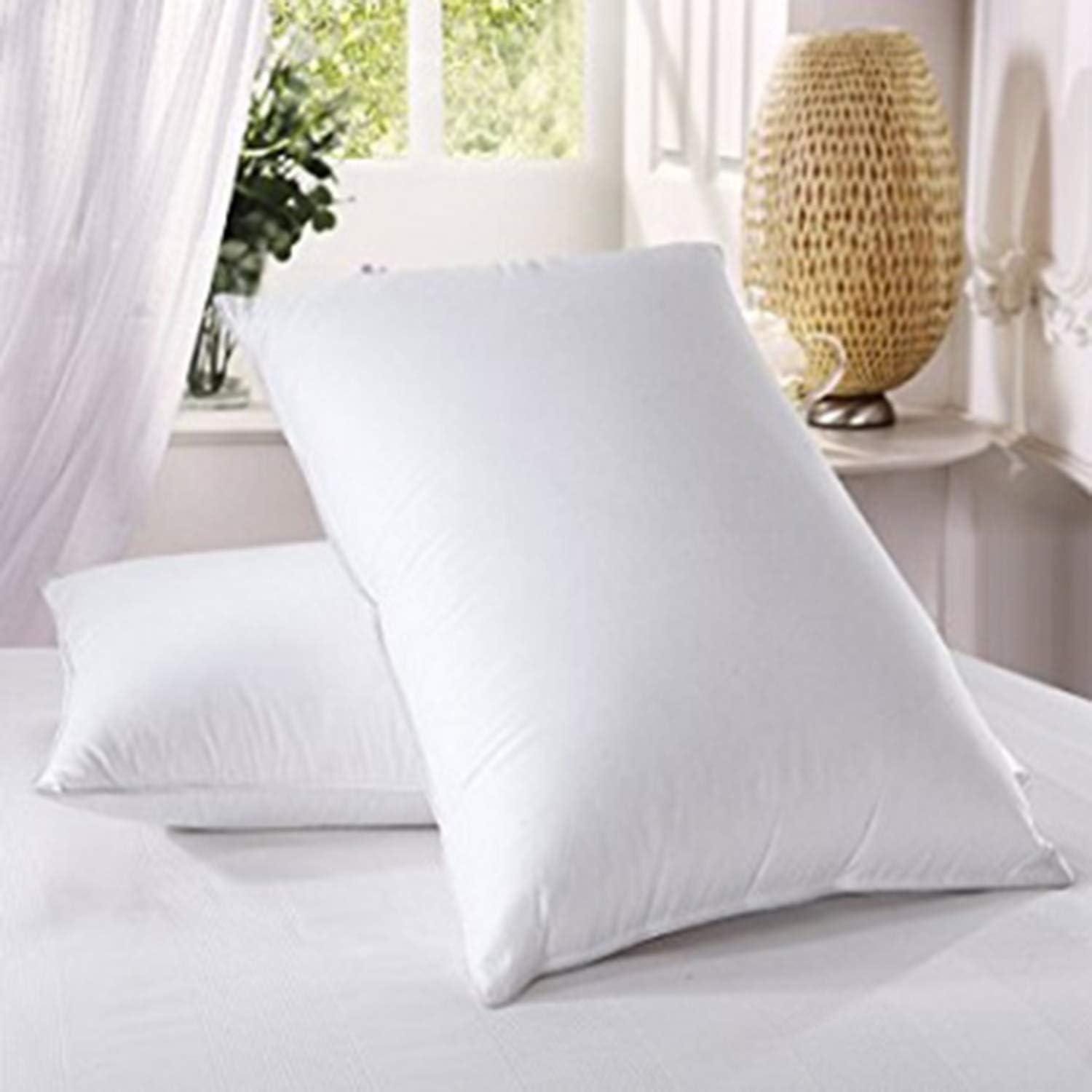 Iyan linens ltd 2X Duck Feather & Down Pillows Extra Comfort White Filling with Cotton Cover
