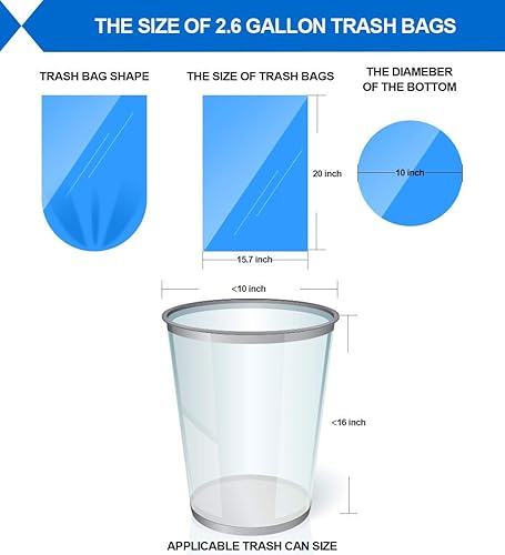 Miniatura 6 de FORID Bolsas de basura pequeñas  2.6 galones, 8 galones  300 unidades en 10 rollos, 5 colores  Bolsas de basura duraderas para oficina, hogar,