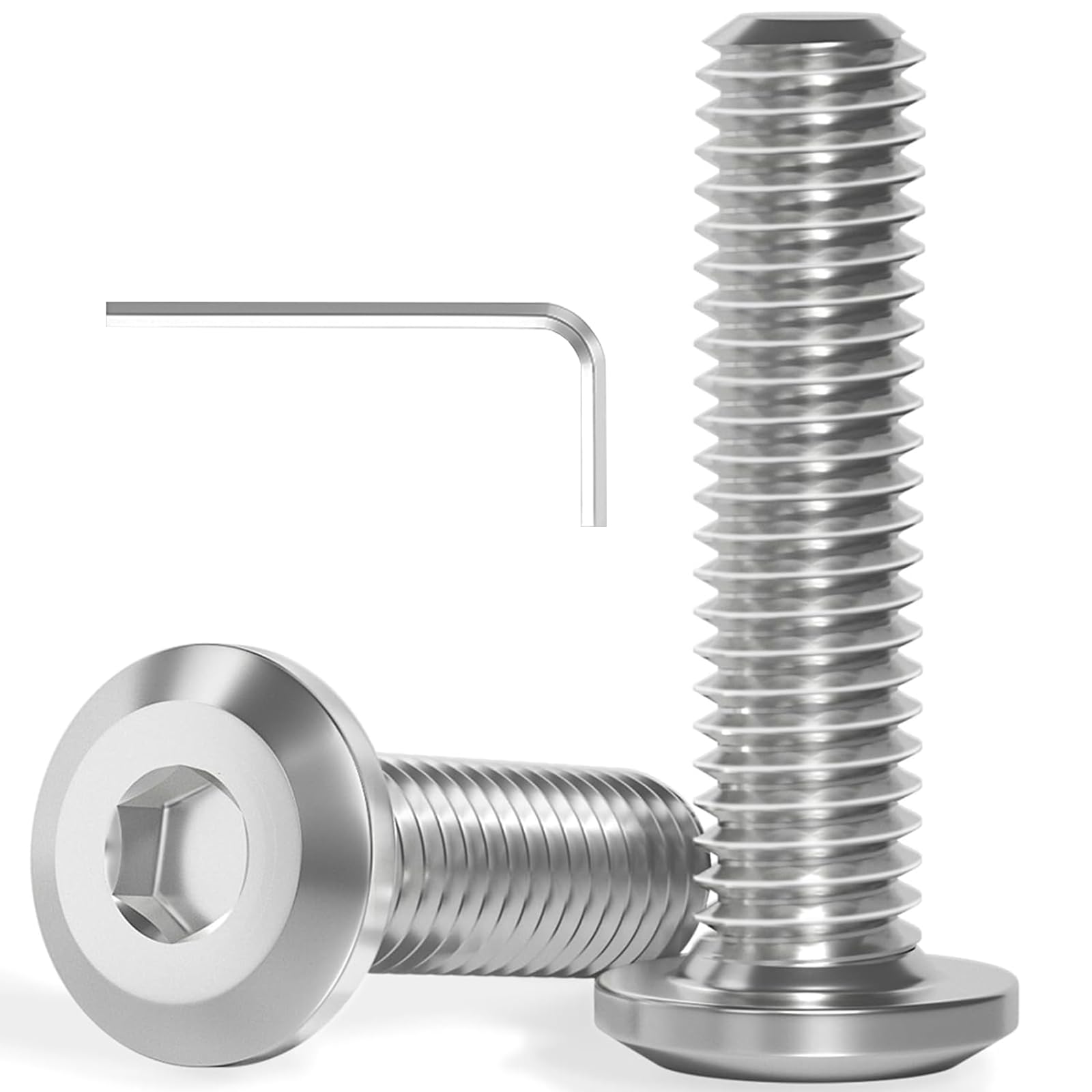 Wavanta M6 Bolts, M6 x 15mm Flat Head Hex Socket Cap Screws Bolts, Full Thread A2 304 Stainless Steel Screws with Hex Key, Ideal for Furniture Assembly/Machinery Repair Pack of 20 — image 1