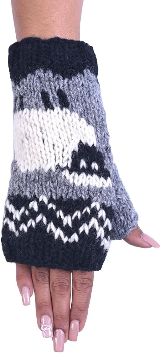 THE COLLECTION ROYAL Fingerless Hand Knitted Cozy Woolen Fingerless Mitten Gloves Handwarmer