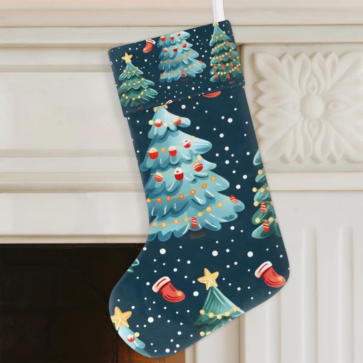 Christmas Stockings, 17.7in Christmas Festivals Xmas Stocking Gift Treat Bags Xmas Tree Xmas Stocking Hanging Ornaments for Xmas Party Gift Filler Fireplace Christmas Tree Decoration