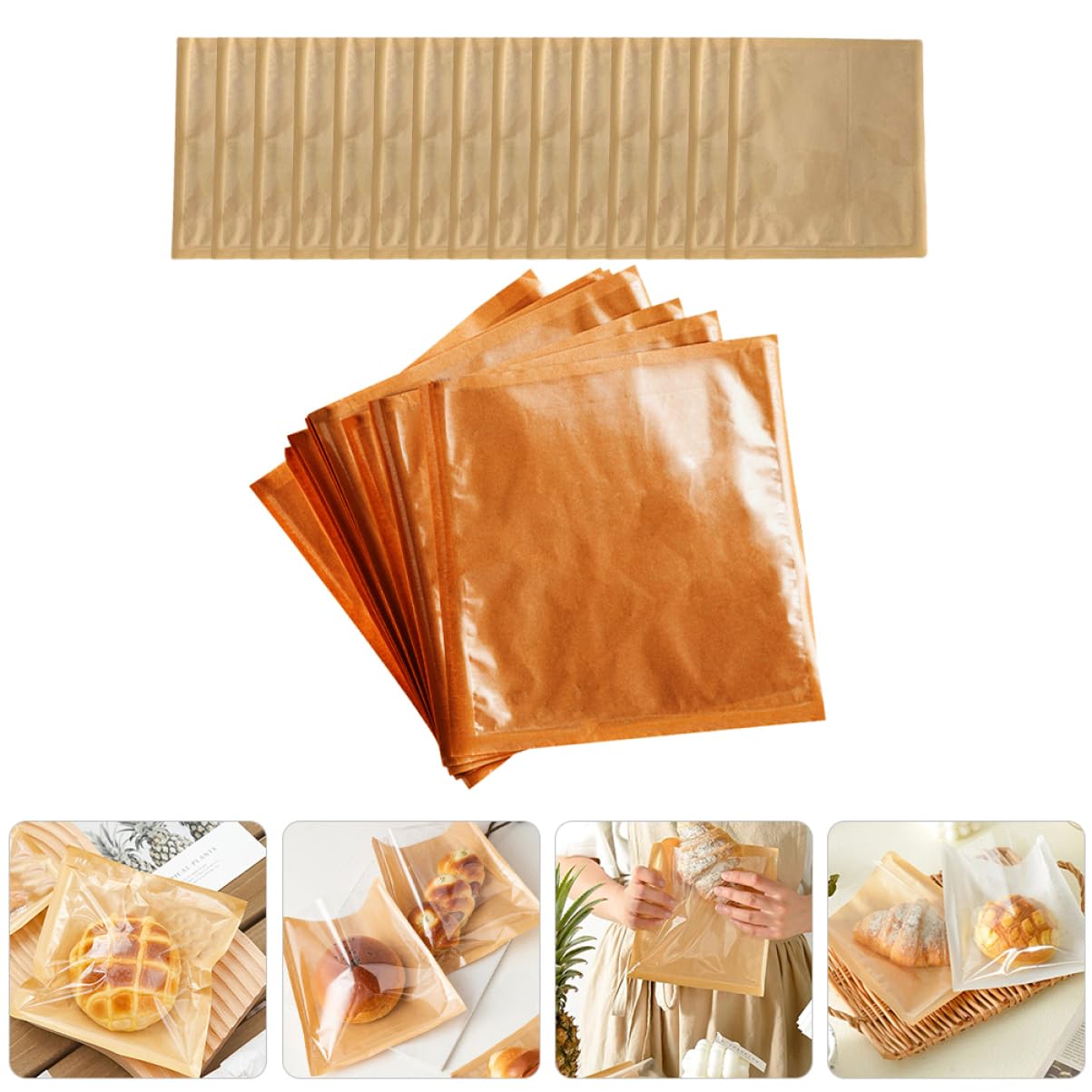 VALICLUD 100piezas Bolsas De Papel Prueba De Aceite Para Pan Tostadas Sándwiches Para Guardar Golosinas Galletas y Donas Cocina o Panadería