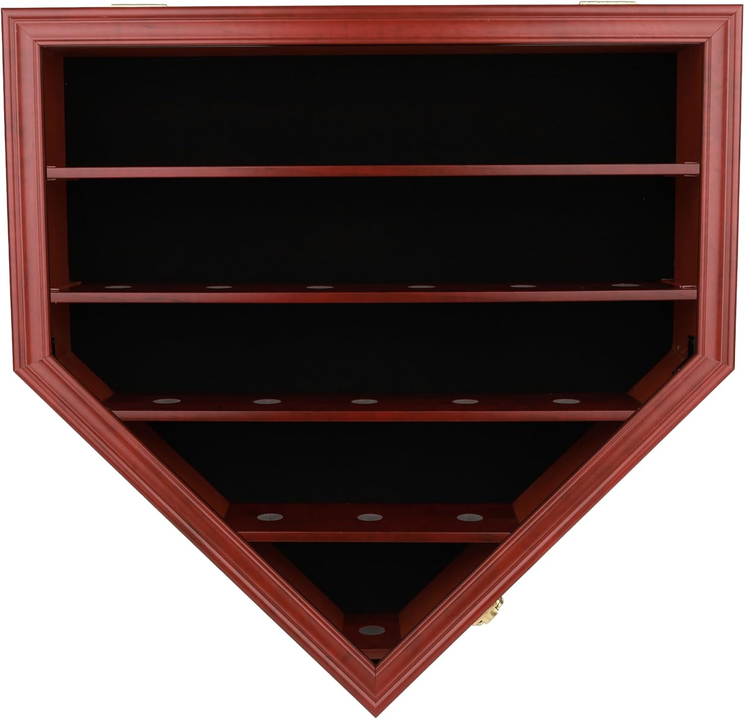 DisplayGifts Baseball Display Case Wall Cabinet Holder Shadow Box 21 Slots UV Protected Lockable Cherry Finish
