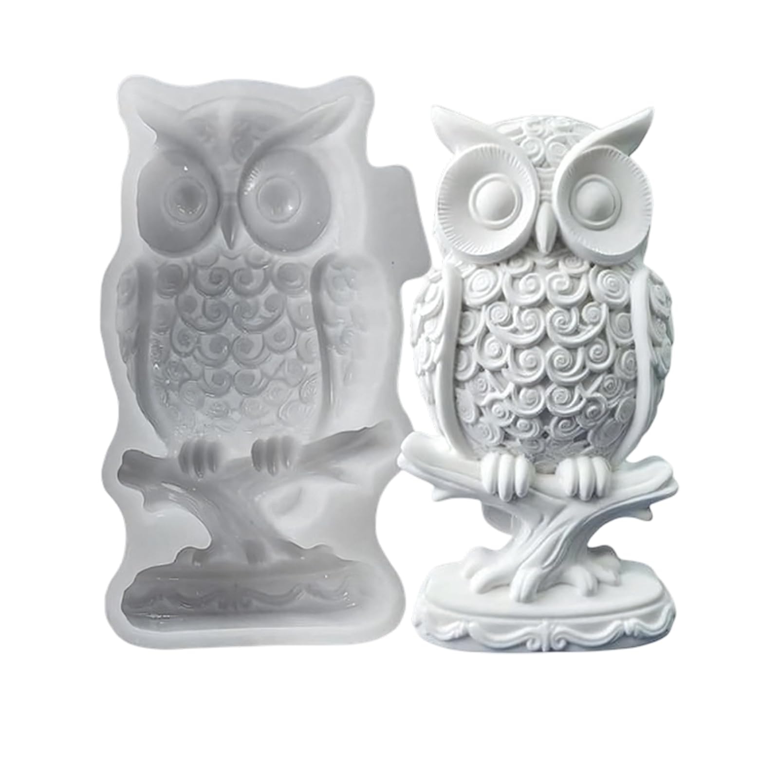APGLSXY Owl Cement Casting Mold Silicone Decor Mold with Detailed Owl Figure Shape, Flexible Single Cavity Molds for Home Craft Decor Projects Figurine Statue Resin Casting Craft Plaster Cement Perch