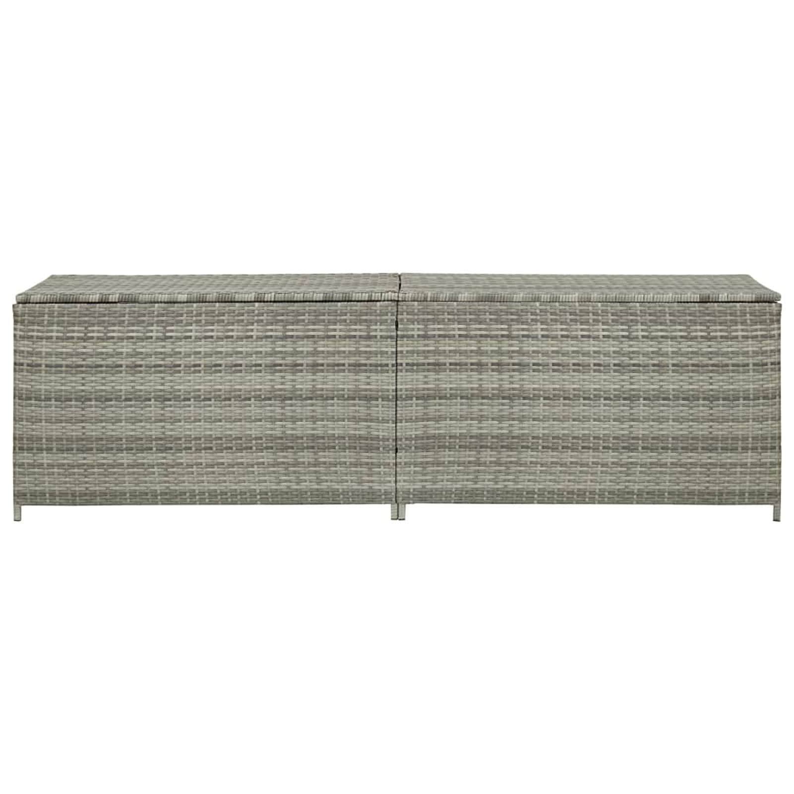 Gecheer Baule da Giardino, Casapanca in Polyrattan con Fodera Protettiva, 200x50x60 cm, Grigio, per Oggetti da Giardino, Cuscini e Accessori