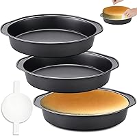 Gymdin 8 Inch Round Cake Pans 3 Pack - Carbon Steel Non-Stick with 100 Parchment Papers, Oven Safe Baking Set