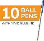 BIC Cristal Ball Pens Stick Medium Point, 10-Pack, Blue