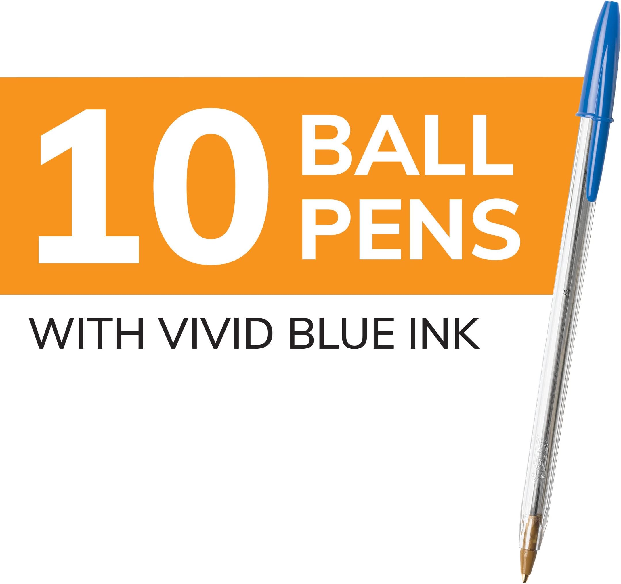 Bic MSP101BE Cristal Extra Smooth Pens, Multi-Colour, Blue, 10 Count (Pack of 1)