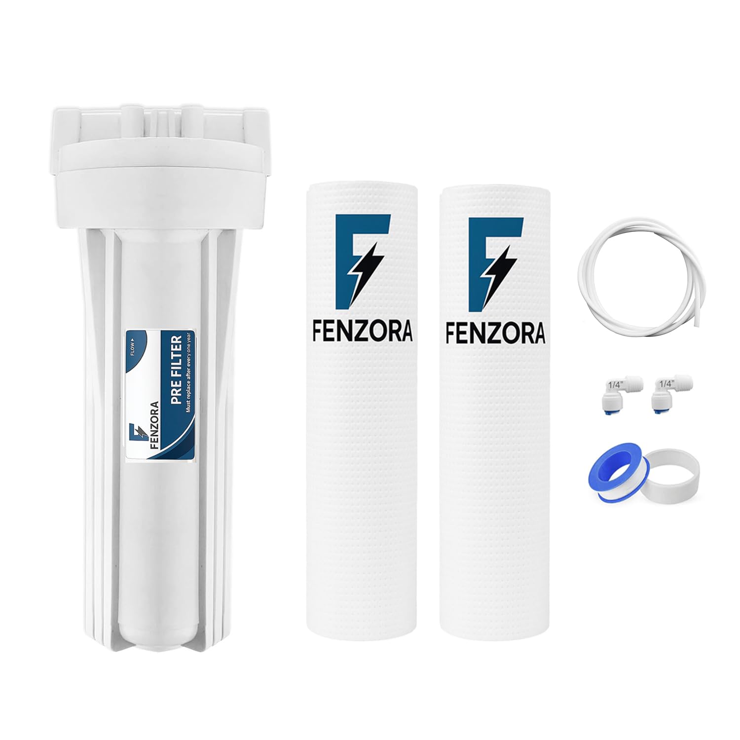 Fenzora Water Purifier Pre-Filter Service Kit with 10 Inch Bowl, 2 Set Spun Filter and 1/4" Elbow Connector for All RO Water Purifiers-image-25