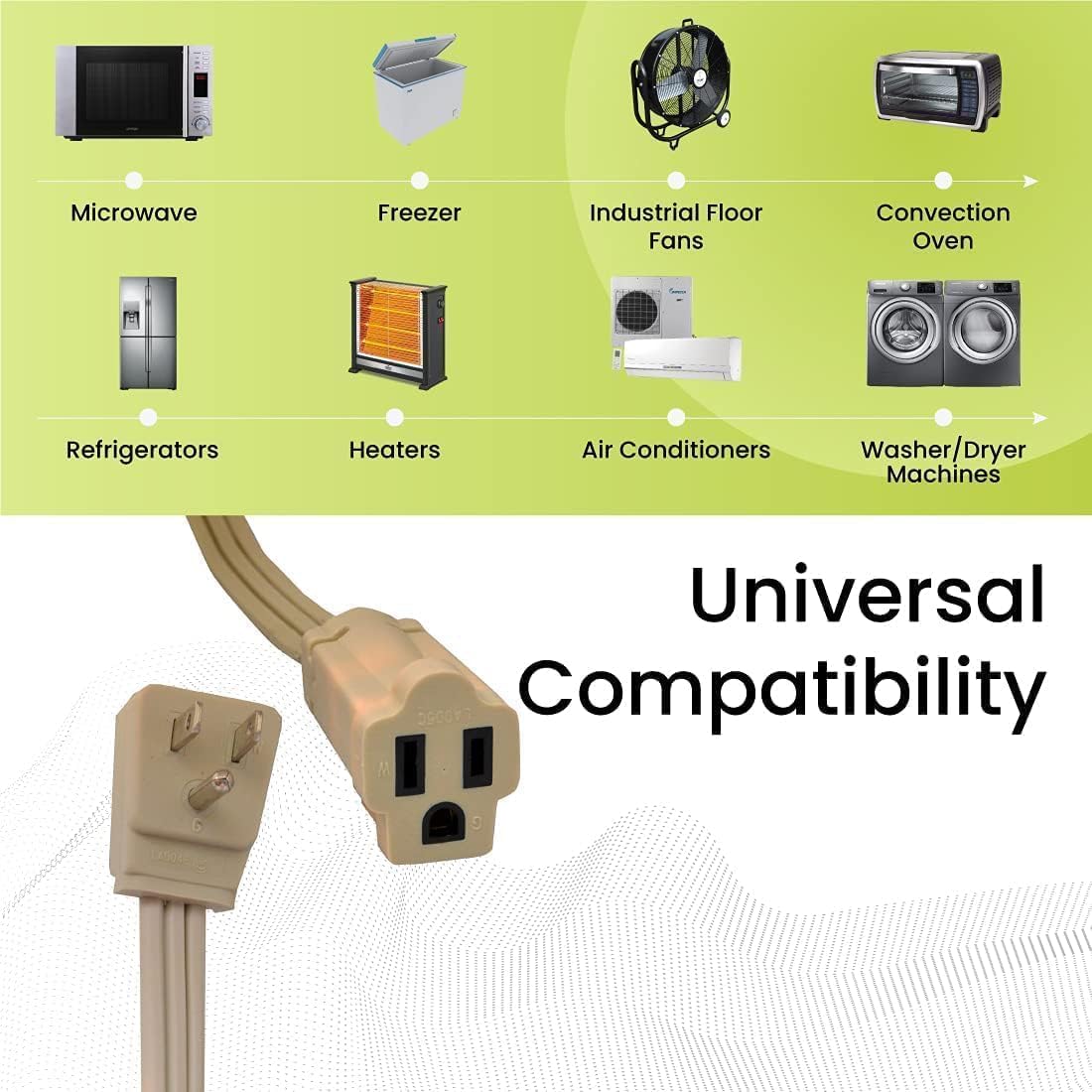 GoGreen Power Inc. (G-25606-4) 14/3 6' Appliance Extension Cord, Beige, 6ft, 4 Pack