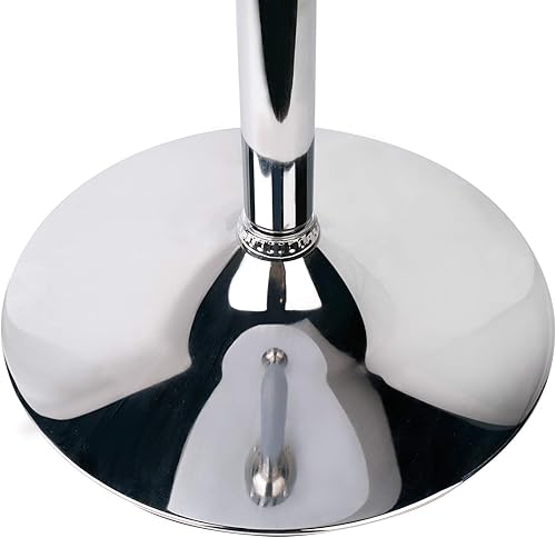 Miniatura 19 de Leopard MDF redondo superior ajustable mesa de bar mesa de pub con patas plateadas y base (negro) Negro/Ajustable,Marrón