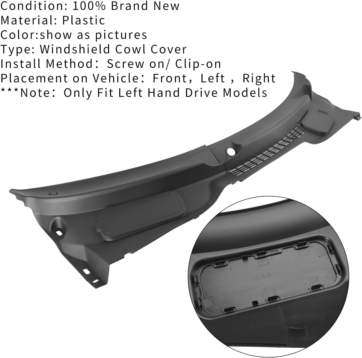 Artudatech Windshield Cowl Panel 51719808095+51719808096 Fit For Mini Cooper Countryman R60 2010-2016 For Mini Cooper Paceman R61 2012-2016 51719808095 51719808096