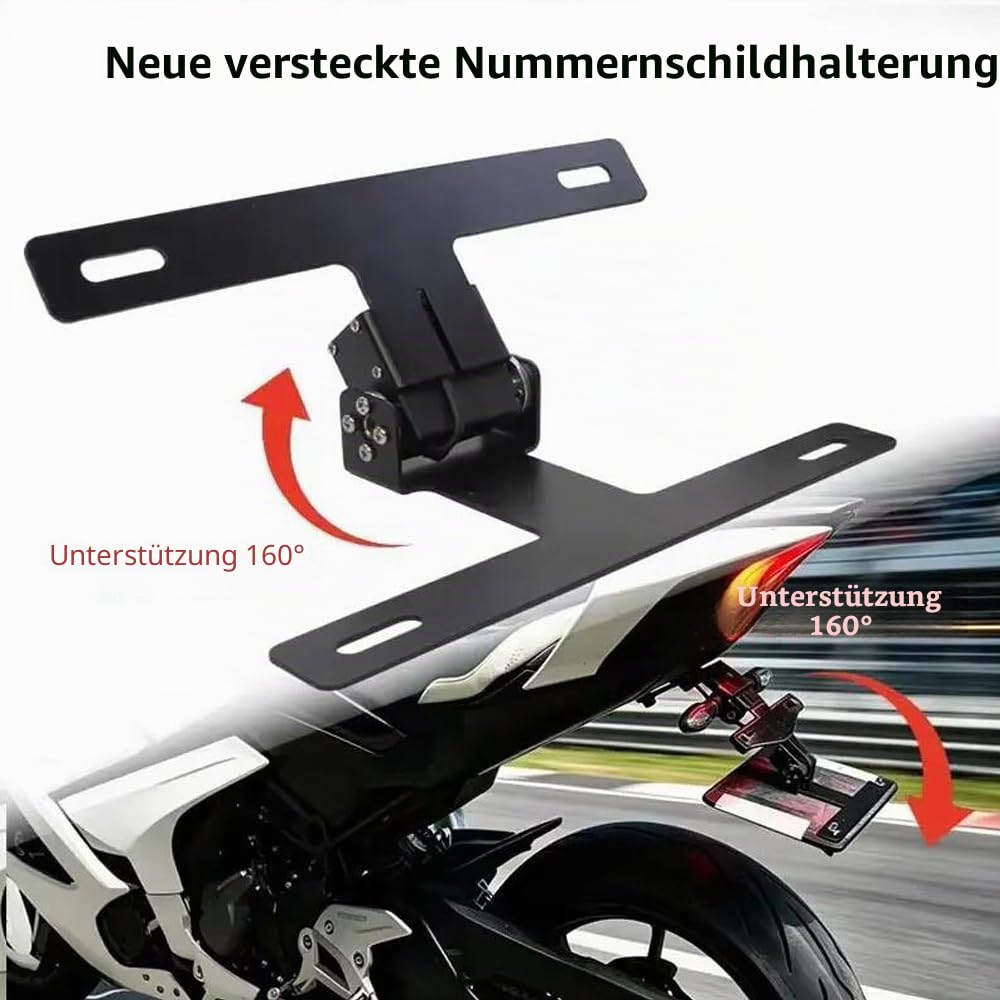 Universeller Motorrad-Kennzeichenhalter klappbar, verstellbar elektrischer Faltbarer Motorrad-Kennzeichenhalter, Ersatzteil für Motorrad-Umbauten