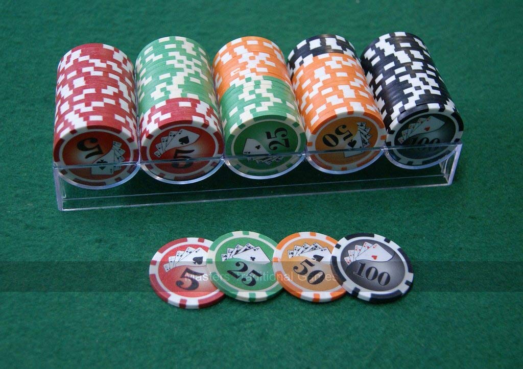 100 Numbered Chips in Tray, 11.5gm (4 colours)