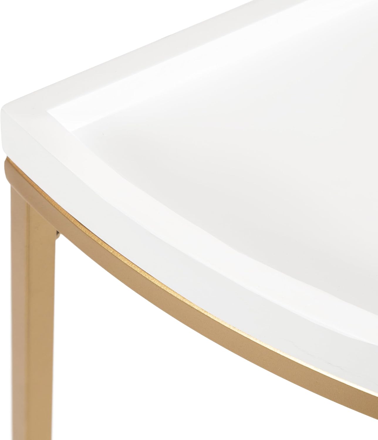 Kate and Laurel Dorrah Modern Round Console Table; 28 x 14 x 30; White and Gold; Glam Half-Circle Entryway Table for Storage; Organization; and Display
