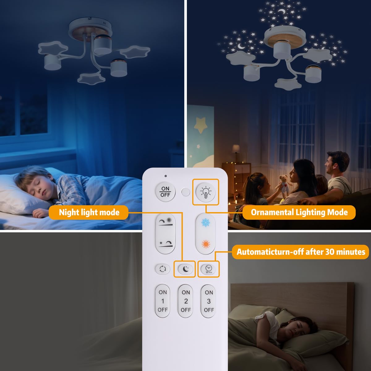 Deckenlampe LED 60cm Sternenhimmel mit Fernbedienung dimmbar 3000-6500K Nachtlicht Timer