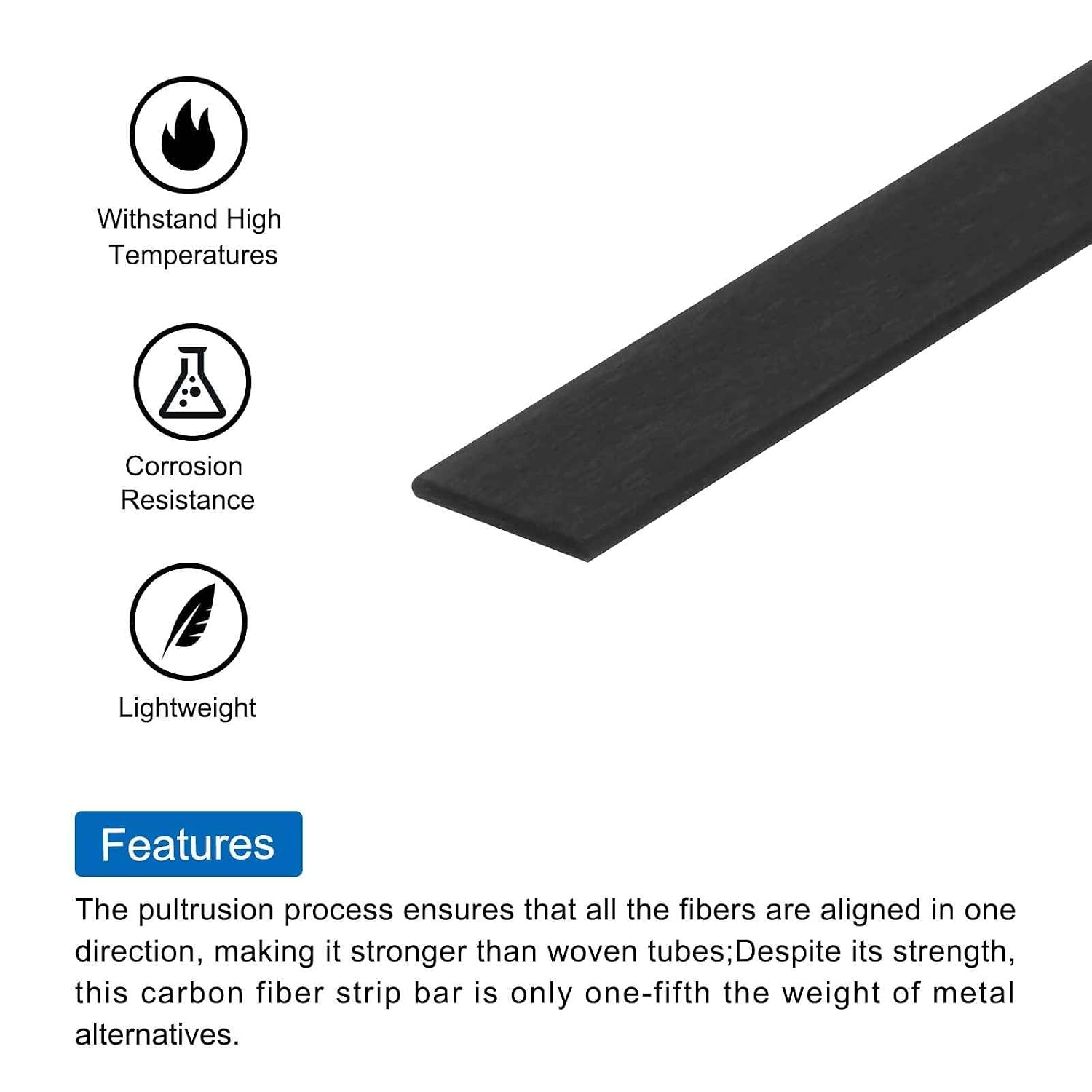 MECCANIXITY 6 Pcs Carbon Fiber Strip 0.6x5mm 400mm Length Pultruded Flat Carbon Fiber Bars for Kites, RC Airplane
