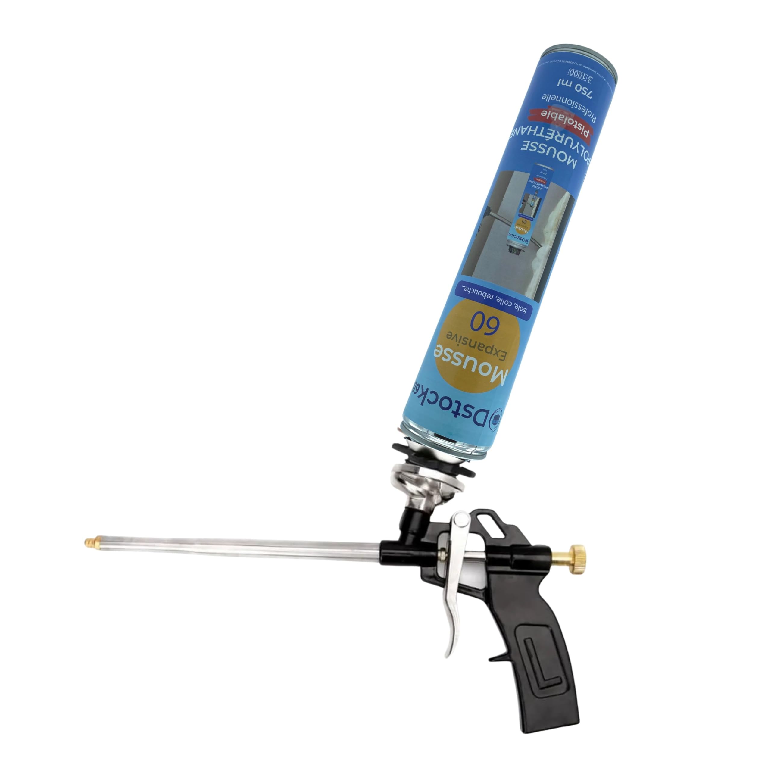 DSTOCK60 - Lot de 24 mousses expansives pistolables 750 ml - Mousse polyuréthane professionnelle - Isole, colle et rebouche - Mousse pistolable - Extérieur et intérieur