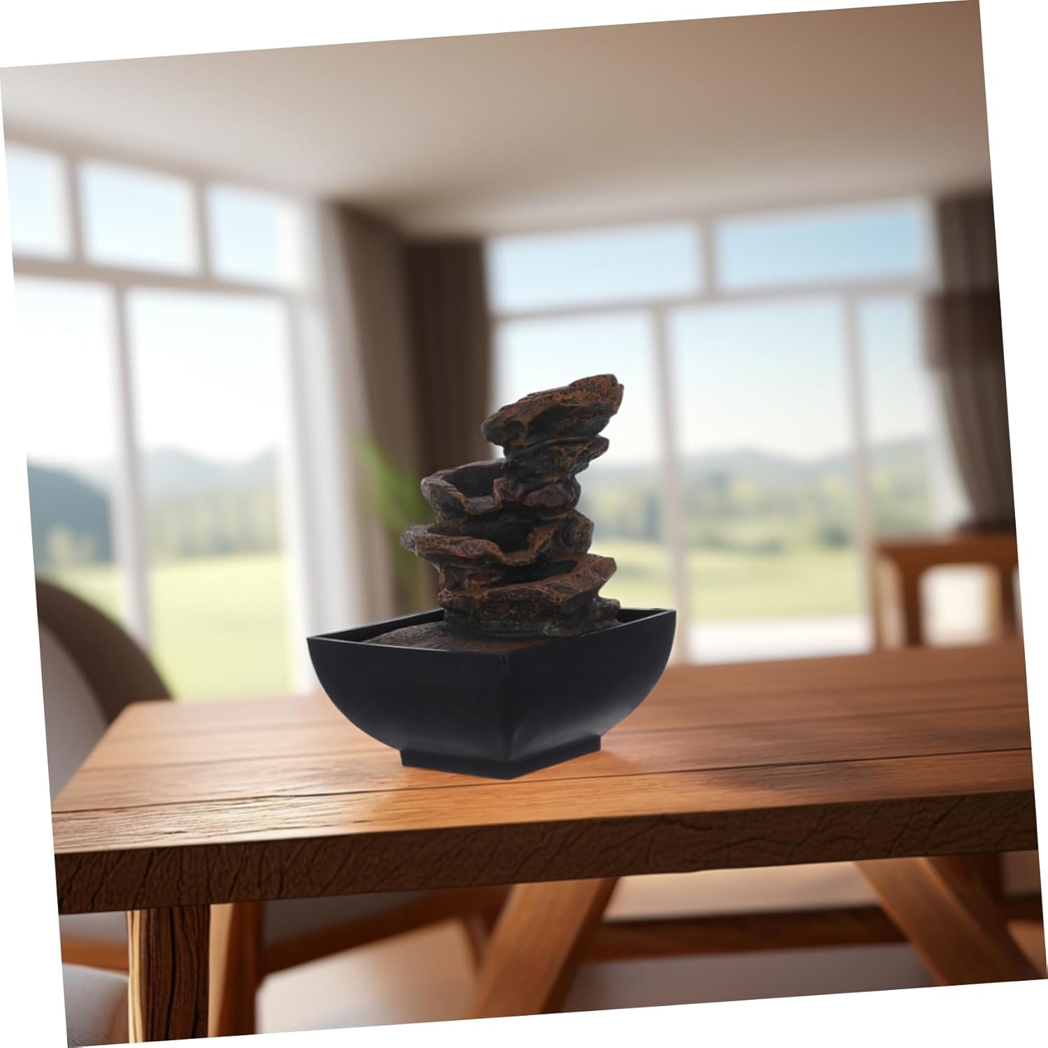 110v Tabletop Fountain with Led Light and Meditation Decor for Office Home and Enhancing Relaxation and Tranquility