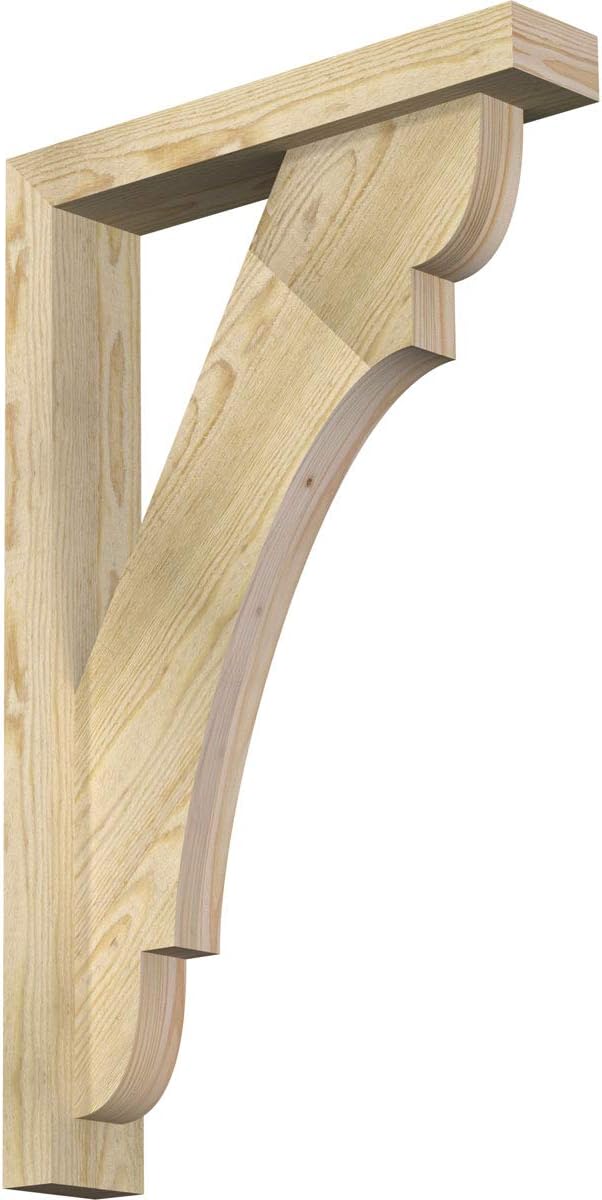 Ekena Millwork BKT0402X20X32OLY05RDF Olympic Block Bracket w/Offset Brace, Douglas Fir